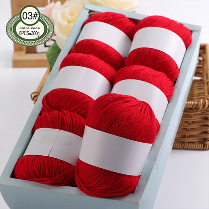 Fil de mélange de soie de luxe 6 pièces/ensemble, 50g chacun, fil à tricoter doux adapté aux pulls, couvertures et écharpes pour bébé, plusieurs couleurs