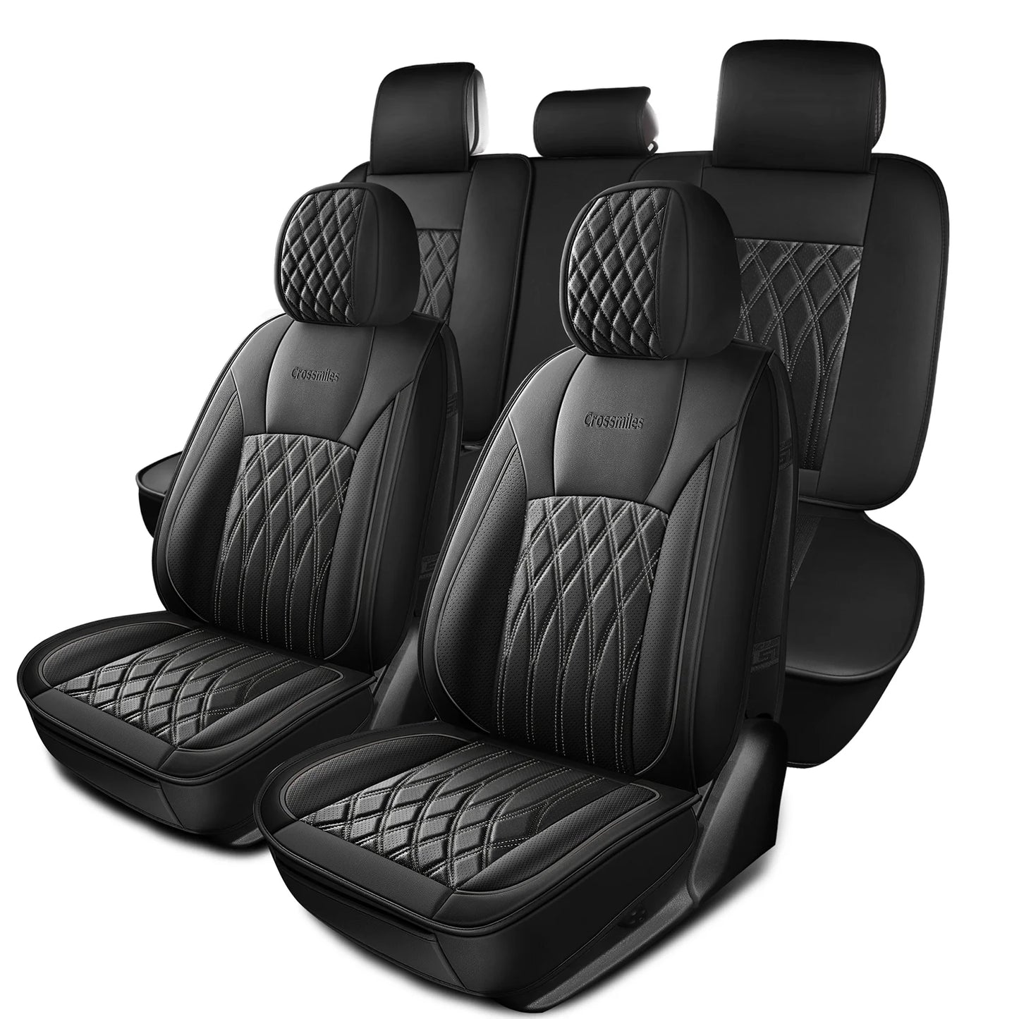 Housse de siège de voiture en cuir, 5 pièces, housse de protection imperméable pour siège automobile, ensembles complets, respirante, universelle, pour sièges complets