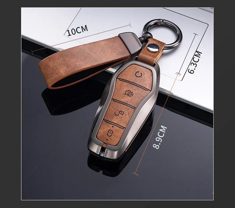 Étui pour clé pour BYD Song Plus Atto 3 Han EV Tang DM Qin joint dauphin cuir métal porte-clés à distance porte-clés accessoires de voiture