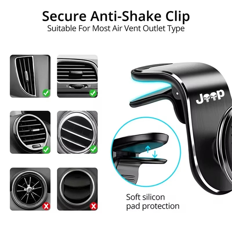 Support magnétique pour téléphone de voiture, Clip de ventilation pour Jeep Renegade Compass Grand Cherokee Wrangler jk Gladiator, accessoires de voiture