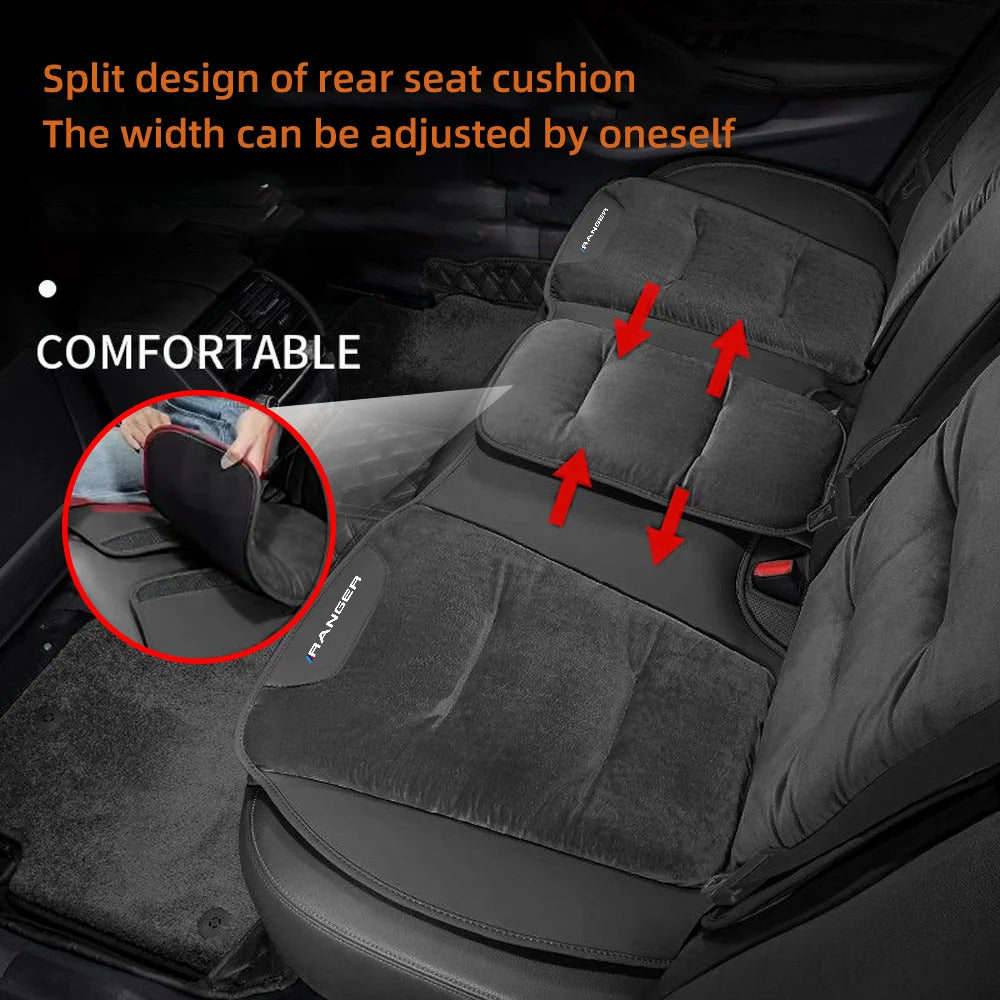 Housse de siège de voiture en flanelle pour Ranger T9 T7 T1 Raptor, coussin de siège avant/arrière de voiture en peluche chaud d'hiver, accessoires d'intérieur automobile