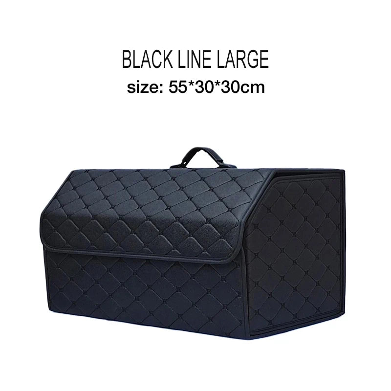 Boîte de rangement de coffre de voiture, grande capacité, sac de rangement d'outils multi-usage automobile, rangement pliable en cuir pour boîte de rangement d'urgence