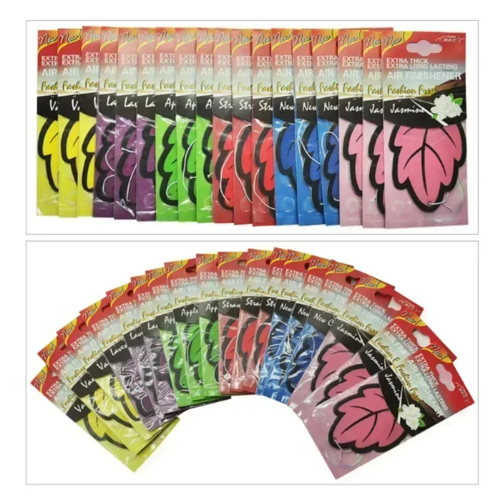 Désodorisant de voiture en papier de thé parfumé naturel, 3 à 60 pièces, parfum de vanille suspendu automatiquement en forme de feuille, accessoires d'intérieur de voiture