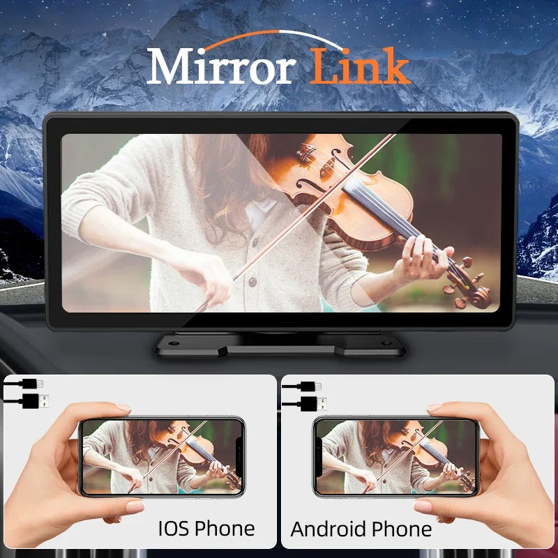 10.26 "voiture miroir Radio multimédia lecteur vidéo universel sans fil Carplay Android Auto écran avec Bluetooth AUX USB