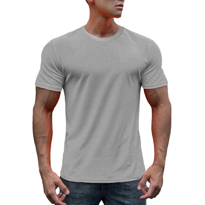 T-shirt en maille à manches courtes pour hommes, séchage rapide, uni, respirant, course à pied, gym, fitness, vêtements de sport, entraînement en Y, été