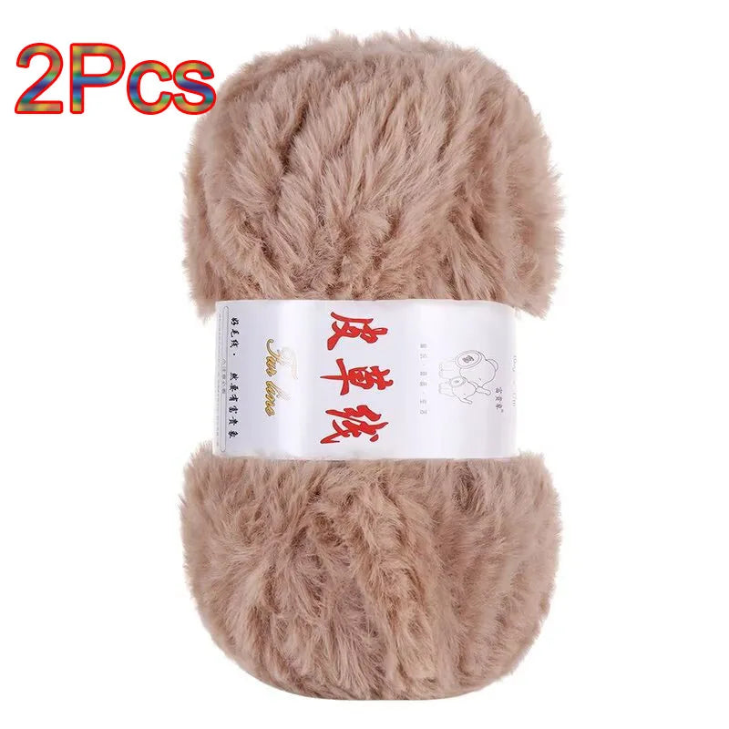 Fil de laine de vison, 2 pièces, fil de fausse fourrure, cachemire, tricot à la main, Crochet, fil de pull, vêtements, écharpe, fil de vison moelleux