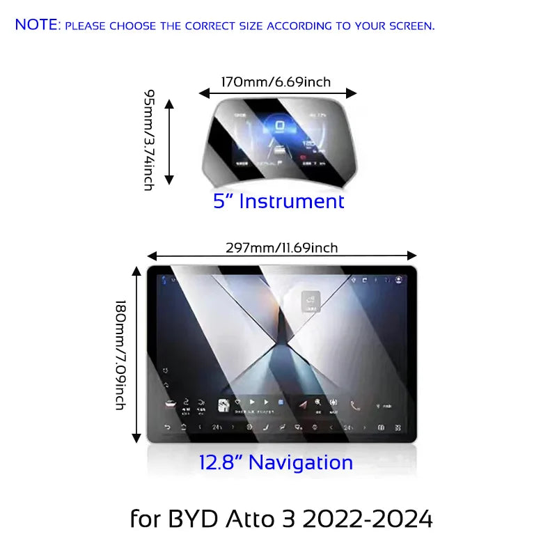 Protecteur d'écran pour BYD Atto 3 Yuan Plus 2022 – 20225, Film en verre trempé, housse de protection pour instruments de Navigation, accessoires de voiture
