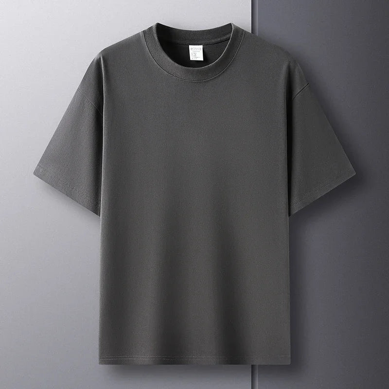 100% pur coton été haut de gamme marque hommes à manches courtes col rond Style à la mode demi manches haut respirant T-shirt