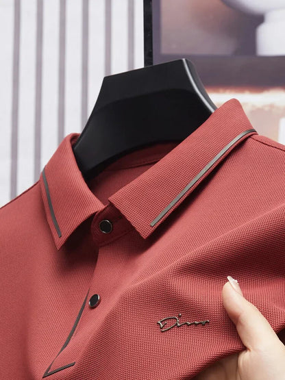 Polo sans couture pour hommes, T-shirt de luxe en tissu Cool, décontracté, Golf, coupe cintrée, col chemisier, nouvelle collection