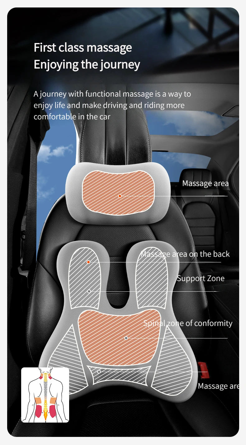 Appuie-tête de voiture, support lombaire, coussin de siège de voiture, coussin lombaire, oreiller chauffant électrique pour voiture, oreiller de protection du cou
