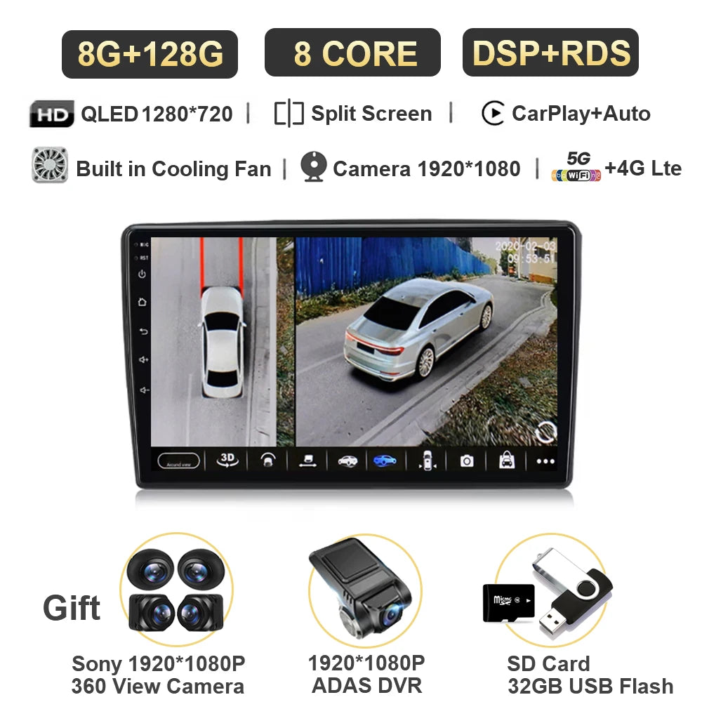 Autoradio Android 15 Carplay pour citroën C5 2 2008 2009 - 2017, lecteur multimédia GPS de Navigation, WiFi + 4G stéréo, vidéo DSP automatique BT