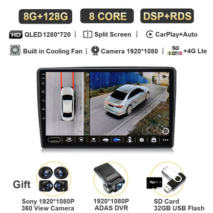 Autoradio Android 15 Carplay pour citroën C5 2 2008 2009 - 2017, lecteur multimédia GPS de Navigation, WiFi + 4G stéréo, vidéo DSP automatique BT