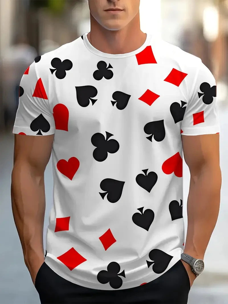 Carte graphique hommes T-Shirts impression 3D carte à jouer à manches courtes décontracté été haut col rond surdimensionné hommes enfants Harajuku Y2k vêtements