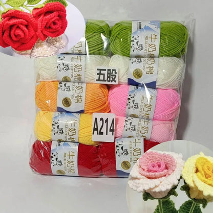 Fil de coton au lait de couleurs mélangées, 10 pièces, 500g, 5 plis, ensemble de fils au Crochet doux, fleurs tricotées à la main, fils peignés artisanaux au Crochet