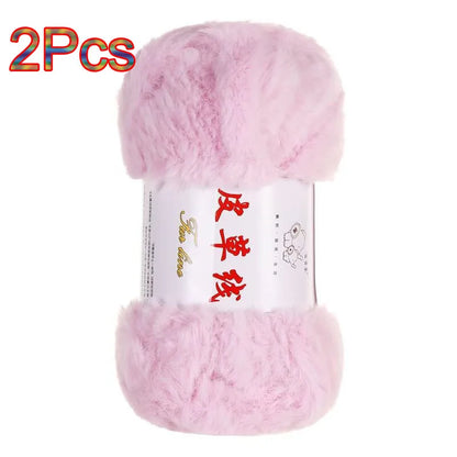 Fil de laine de vison au Crochet, 2 pièces, fil de fausse fourrure, cachemire, tricot à la main, fil de pull, vêtements, écharpe, fil de vison moelleux