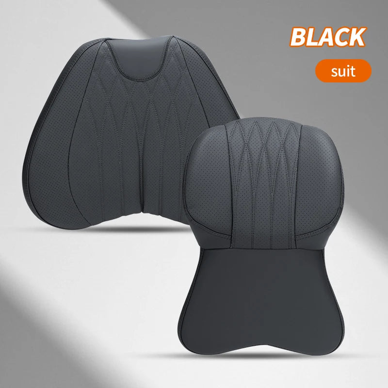 High Quality Universal Car Headrest Cushion Car Seat Neck Pillow Perforated Leather Breathable Lumbar Support Car Pillow