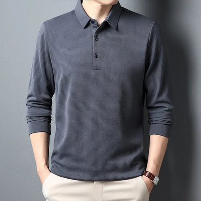 Chemise à manches longues pour hommes, Polo décontracté, couleur unie, à la mode, respirant, confortable, polyvalent, nouvelle collection