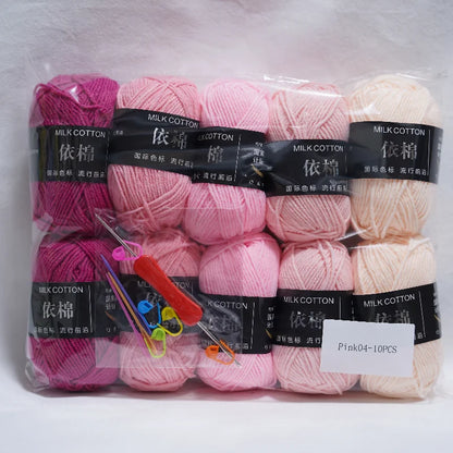Nouveau 10 pièces série rose fil lait coton fil combinaison Crochet tricot fil ensemble pour bricolage à la main artisanat pull écharpe tricot