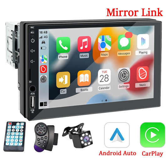 Autoradio 1 Din Carplay Android Auto lecteur multimédia HD 7 ''écran tactile FM AUX entrée Bluetooth MirrorLink Autoradio universelle