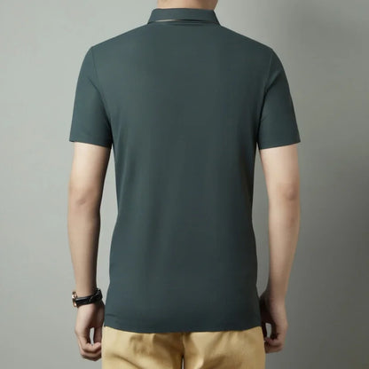 Polo sans couture pour hommes, T-shirt de luxe en tissu Cool, décontracté, Golf, coupe cintrée, col chemisier, nouvelle collection