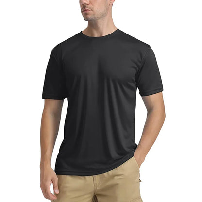 T-Shirt à manches courtes et col rond pour hommes, Protection solaire UPF 50+, séchage rapide, décontracté, respirant, pour l'extérieur, usage quotidien