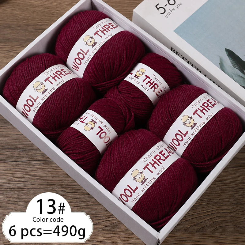 Fil de laine d'aldéhyde moyen, production de bricolage fin, tricoté à la main, pull chaud à la mode, écharpe et chapeau, boule de fil, 500g