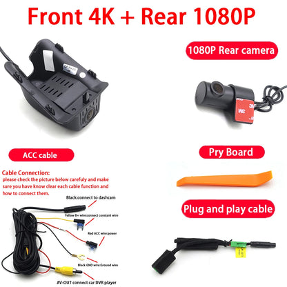 Caméra de voiture 4K Plug and Play Dash Cam enregistreur vidéo Vision nocturne pour Lynk & Co 01 2017-2025