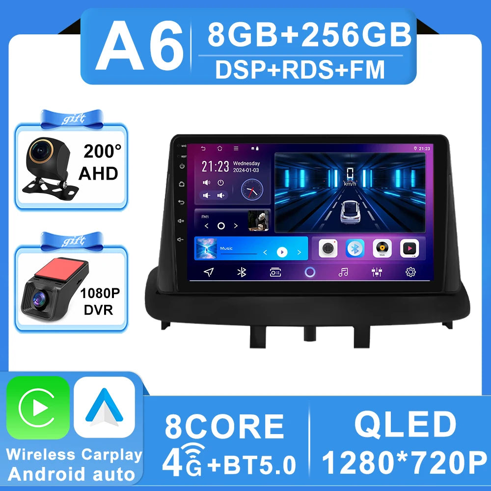 Android 16 pour Renault Megane 3 Fluence Samsung SM3 2008 - 2017 lecteur multimédia DSP CarPlay GPS autoradio