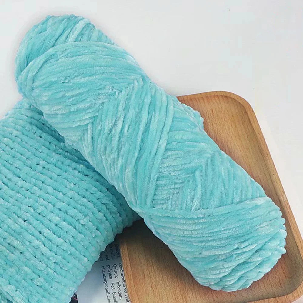Fil de velours doux en Chenille, mélange de laine tricotée au Crochet, écharpe faite à la main, manteau, couverture et chapeau pour bébé, 95g