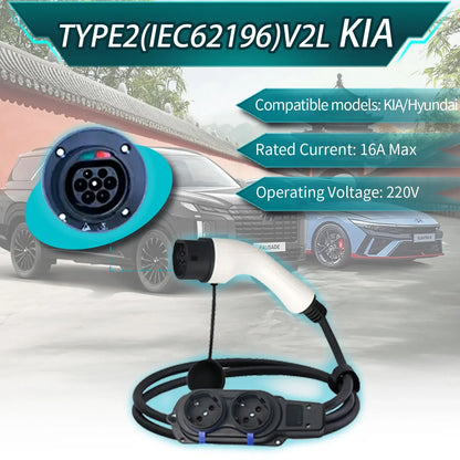 Prise de décharge latérale de voiture électrique, câble V2L, chargeur EV Vope2 16A avec prise UE, centrale électrique extérieure, version améliorée