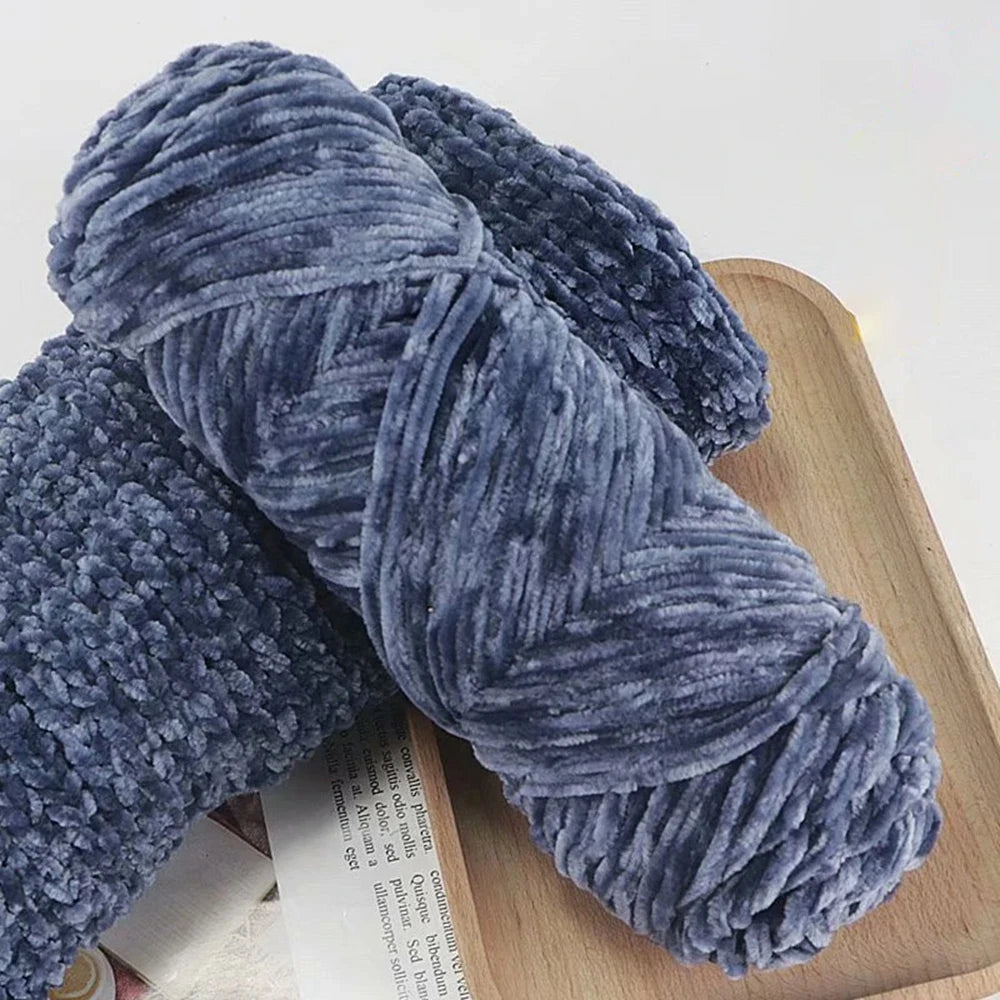 Fil de velours doux en Chenille, mélange de laine tricotée au Crochet, écharpe faite à la main, manteau, couverture et chapeau pour bébé, 95g