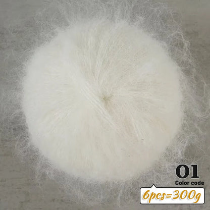 Fil de Mohair d'alpaga coloré à cheveux longs de 300 g, matériel de bricolage fait à la main, aiguilles à tricoter, pull pour femme, manteau, boule de fil de châle, 1 pièce = 6 pièces = 300 grammes