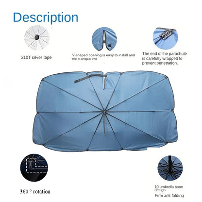 Parasol de pare-brise de voiture avec 360 ° Pare-soleil pour fenêtre avant, poignée pliable à Rotation, Protection UV, accessoires de voiture d'été