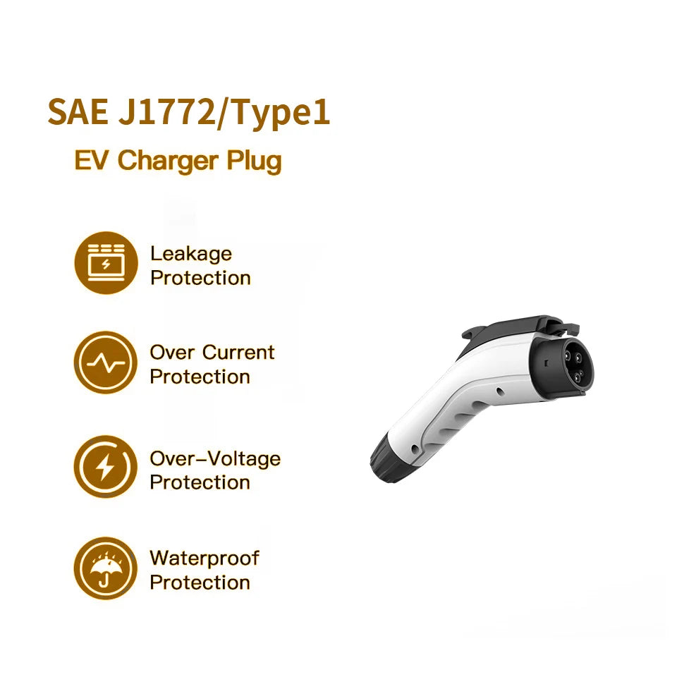 WUFEN Type1 EV chargeur prise 16A 3.5KW/32A 7KW/40A 8.8KW/50A 11KW 1P SAE J1772 connecteur chargeur de voiture électrique Station de charge