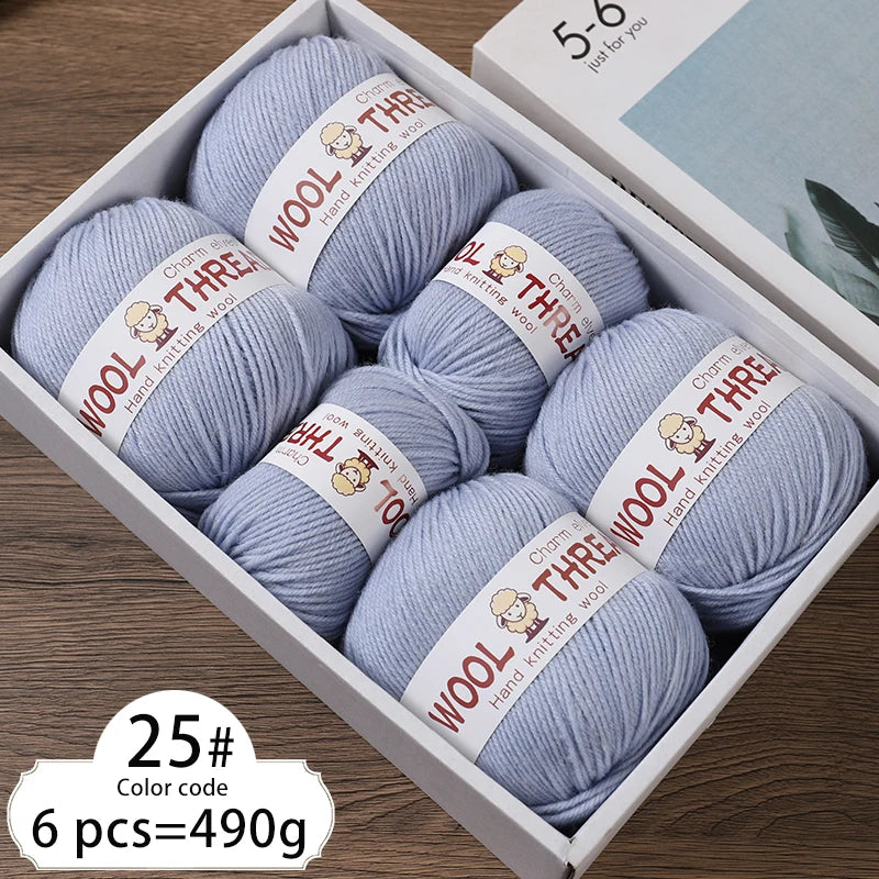 Fil de laine d'aldéhyde moyen, production de bricolage fin, tricoté à la main, pull chaud à la mode, écharpe et chapeau, boule de fil, 500g