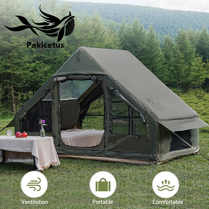 Tente de camping gonflable PAKICETUS pour 4 à 8 personnes avec fenêtres, tente de camping portable résistante à l'eau