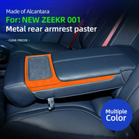 Pour ZEEKR 001 2026, 001 Max Ultra voiture rangée arrière panneau d'accoudoir arrière bande de garniture en métal Alcan tara daim accessoires de Modification de voiture