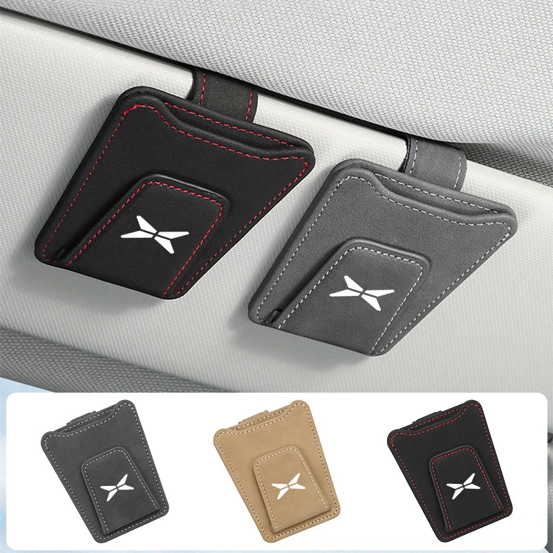 Clip de lunettes de voiture, pare-soleil Portable en daim, support de rangement pour Xpeng P7 G3 G3i G9 P5 X2 N5 F30 H93 Beta 2019 2020 2021
