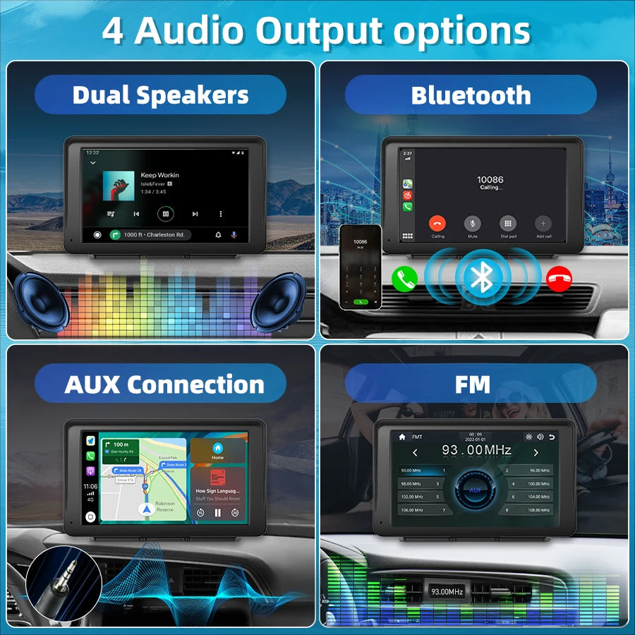 Junsun 7 pouces Portable écran tactile Carplay pour Apple Android Auto autoradio Radio multimédia lecteur vidéo Bluetooth FM AUX GPS