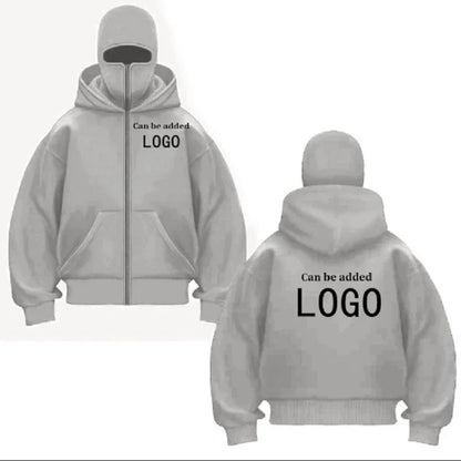 Sweat à capuche de style, veste à double capuche, sweat-shirt à capuche à fermeture éclair à la mode, logo exclusif personnalisable.