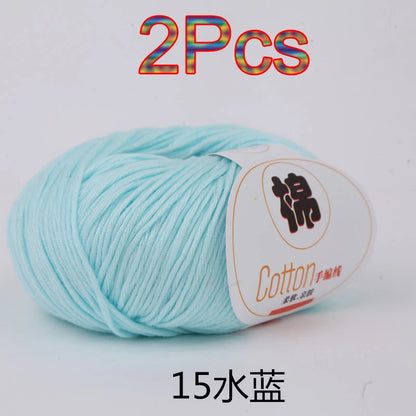 Fil à tricoter doux 100% coton, 2 pièces, fil au Crochet pour tricot, pull, couverture, gants, chapeau, écharpe, crochet, sac amigurumi, pantoufle