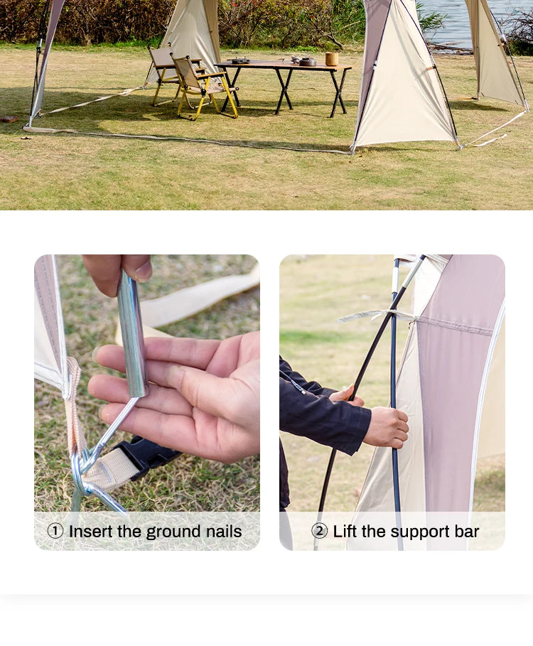 Tente dôme extra large Sonuto, gazebo de camping pop-up avec moustiquaire, protection solaire imperméable, pavillon pour fête en plein air