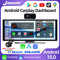 11.26 pouces Android 15 voiture DVR 4G + 64G WIFI sans fil Carplay Android Auto Dash Cam multimédia lecteur vidéo GPS Navigation BT AUX