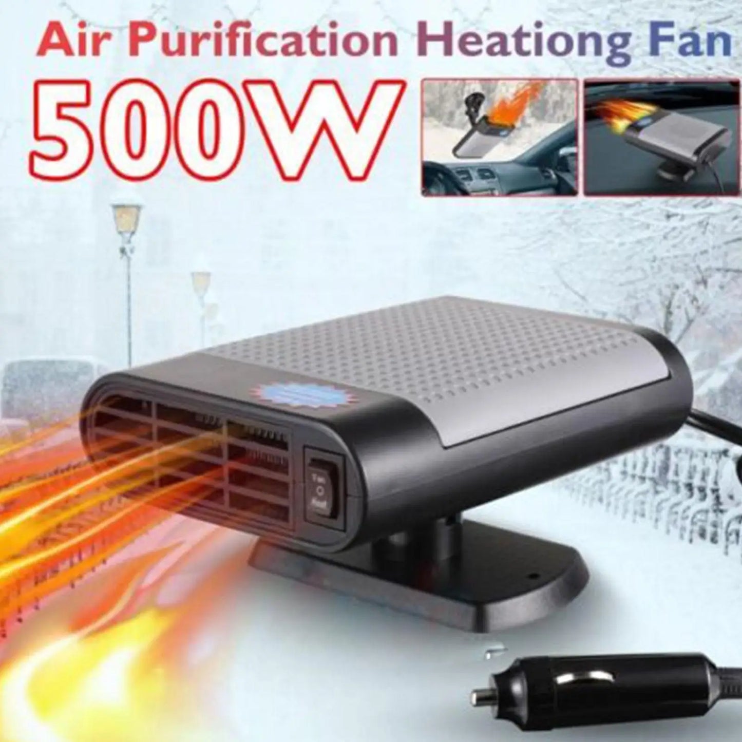 Chauffage de voiture électrique 12V, ventilateur de refroidissement, chauffage de véhicule, désembuage de pare-brise, dégivreur, accessoires de voiture, 1 pièce