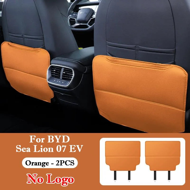 لـ BYD Sea Lion 07 EV 2024 2025 واقي ركل خلفي لمقعد السيارة من الجلد، بساط حماية مضاد للأوساخ والركل، إكسسوارات داخلية