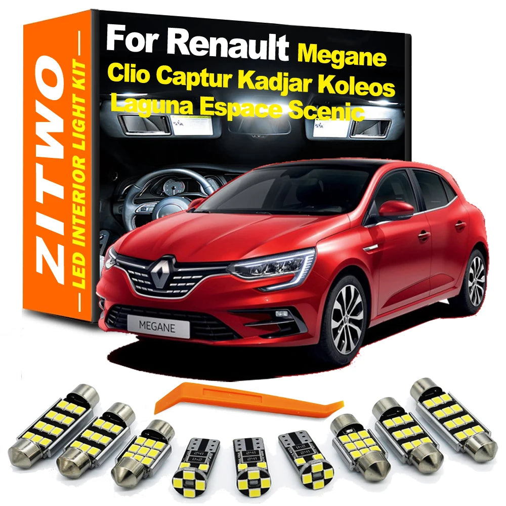 ZITWO – Kit d'éclairage intérieur LED Canbus, pour Renault Clio Megane Captur Kadjar Laguna Scenic Espace Koleos Twingo II III IV MK 2 3 4
