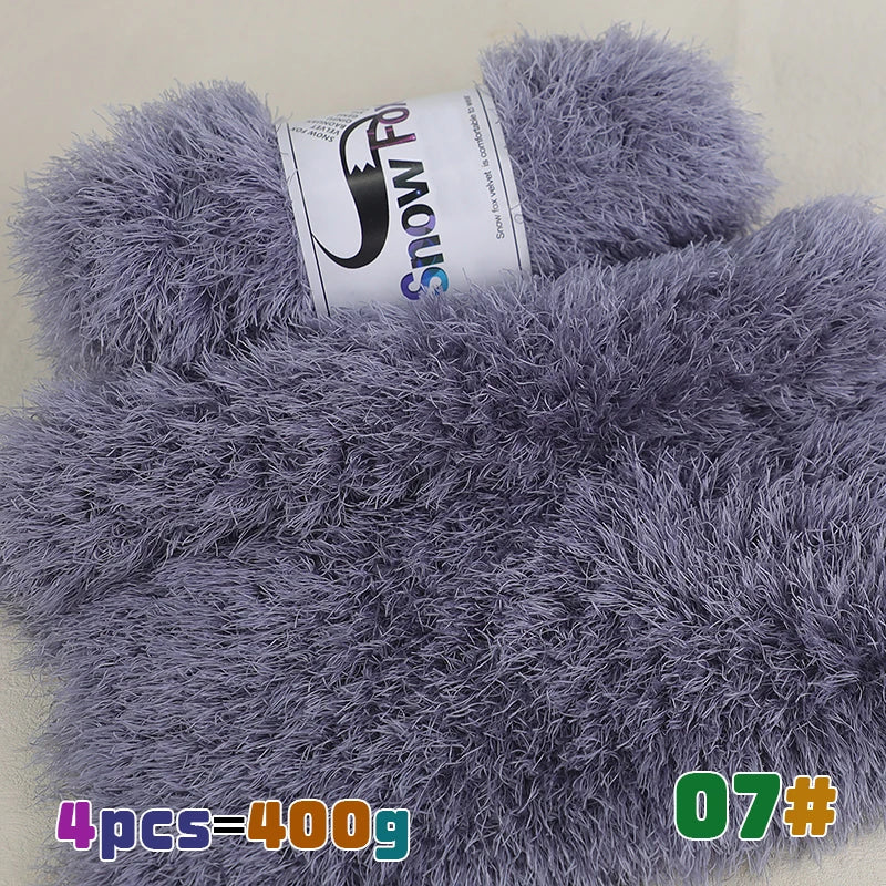 Fil de fausse fourrure 400g, fil de plumes, fil de cils, fil épais pour tricoter à la main, adapté au tricot de grands manteaux, pyjamas, foulards, chapeaux, châles, gilets