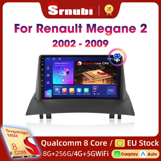 Android Carplay Auto pour Renault Megane 2 2002 2003 2004 2005 2006 2007 2008 2009 lecteur d'autoradio multimédia WIFI + 4G stéréo