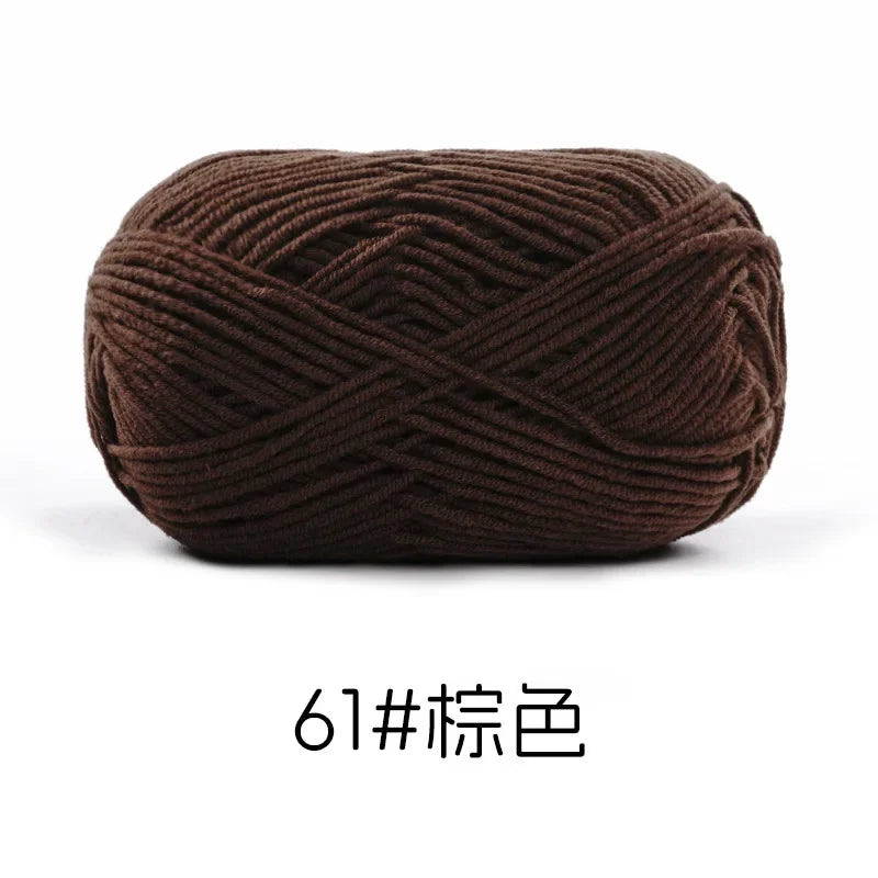 Pelote de Fil de Coton de Lait Peigné à 4 Brins, Laine Douce pour Crocheter et Tisser à la Main, 50g Chacun. 120M)