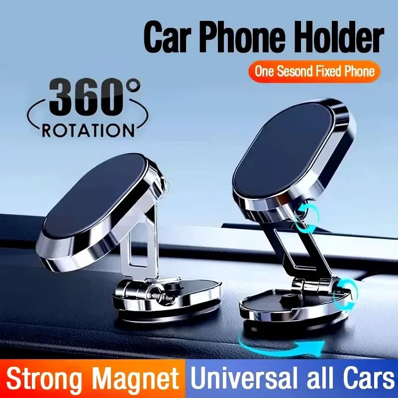 Support de téléphone magnétique pliable pour voiture, support de smartphone magnétique, support GPS, iPhone 15 13 12 11, Samsung Xiaomi
